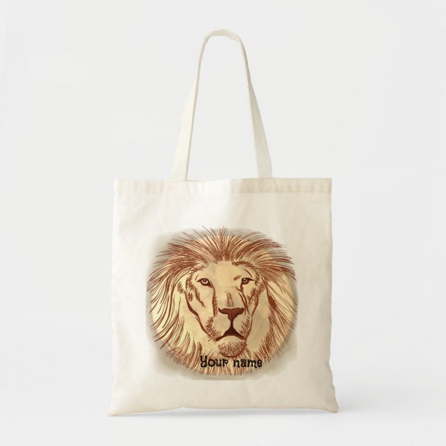 Lion Face custom name Tote Bag (Devant)