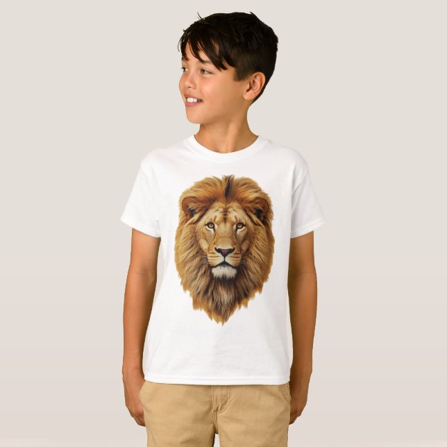 Lion Face Kids T-Shirt | Cute Jungle Animal Tee (Devant entier)