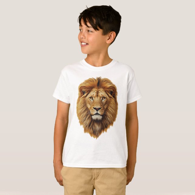 Lion Face Kids T-Shirt | Cute Jungle Animal Tee (Devant entier)