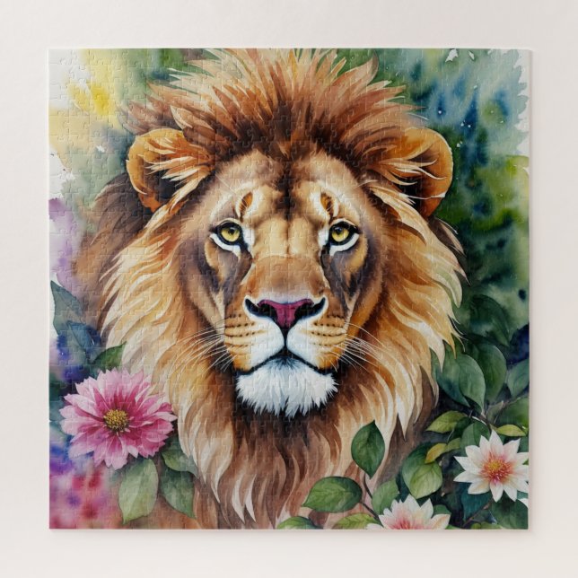 Lion Face Watercolor Art Jigsaw Puzzle (Vertical)