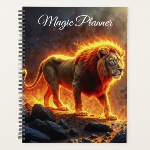 Lion feu de majesté sauvage puissant prédateur de