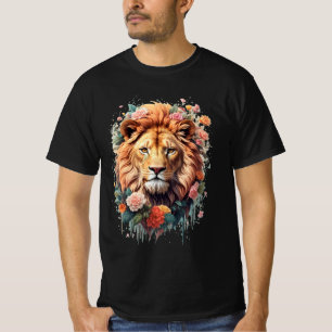 Lion fleur mignon en été T-shirt Lion floral