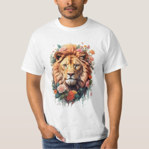 Lion fleur mignon en été T-shirt Lion floral