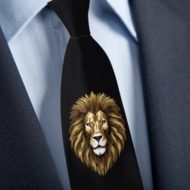 Lion Furieux sur Cravate Noire (Créateur téléchargé)