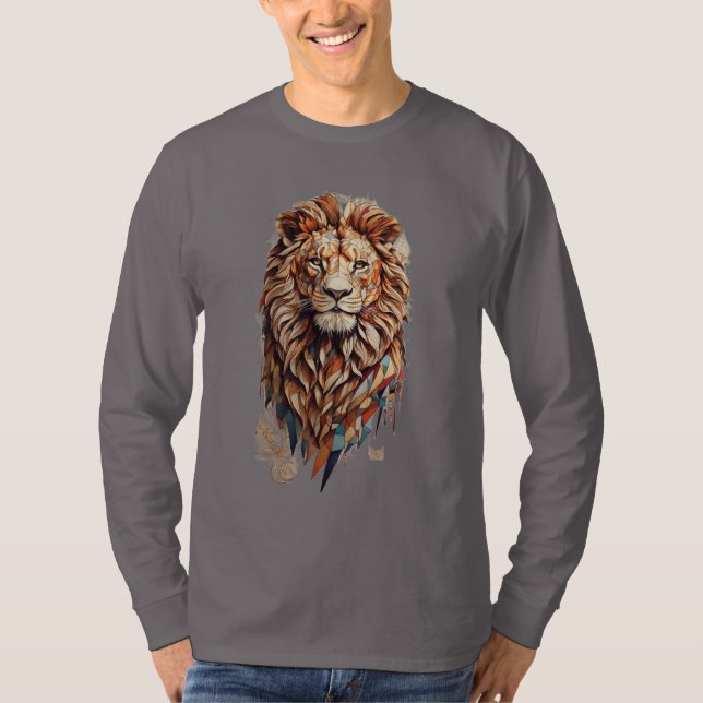 Lion géométrique : Décors de T-shirt en mosaïque c (Devant)