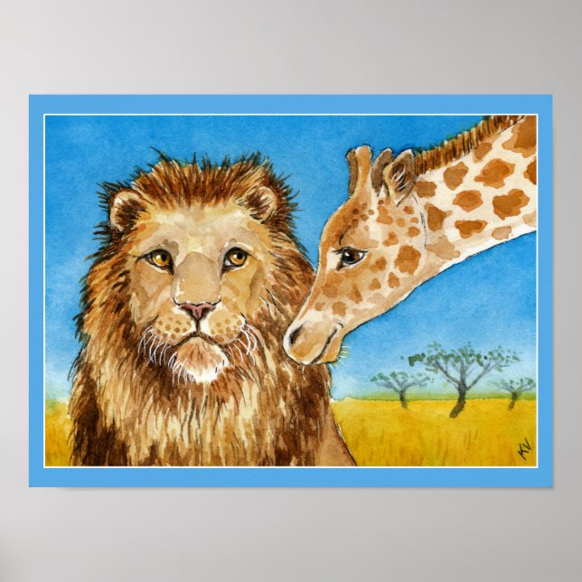 Lion, Giraffe, affiche d'animaux africains (Devant)