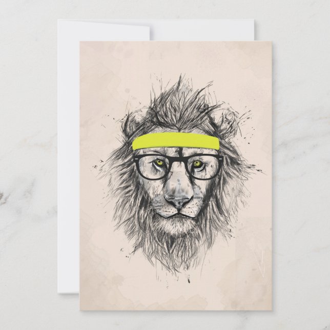 Lion hipster (arrière - plan léger) (Devant)