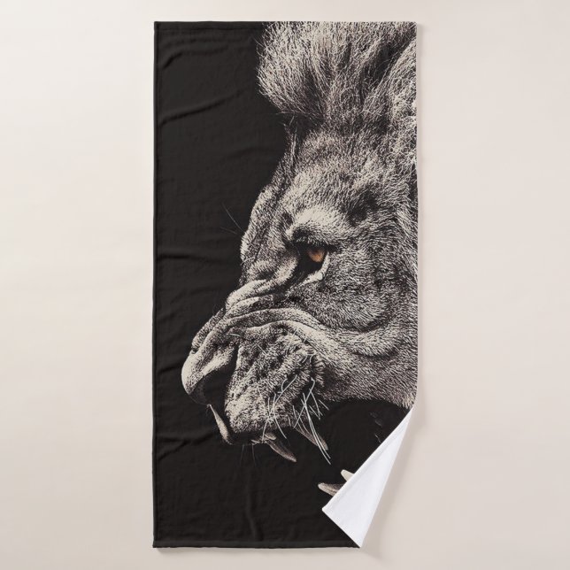 Lion homme en colère (Serviette de bain)