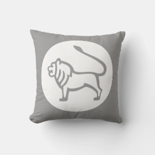 LION/HOROSCOPE LÉO sur un oreiller GRIS