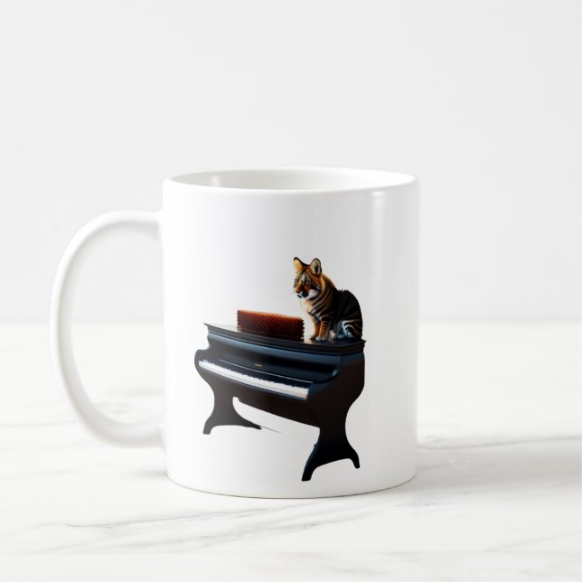 lion jouant de la tasse de café au piano (Gauche)