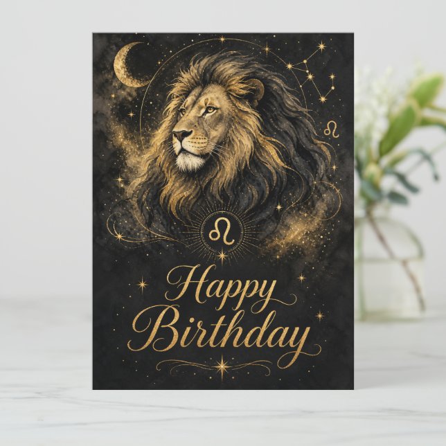 Lion Joyeux Anniversaire Design de Signe du Zodiaq (Debout devant)