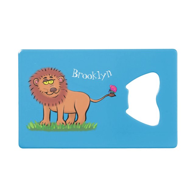Lion joyeux avec dessin animé de papillon (Devant (Horizontal))