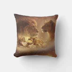 Lion & Lioness Gold Glow — Oreiller