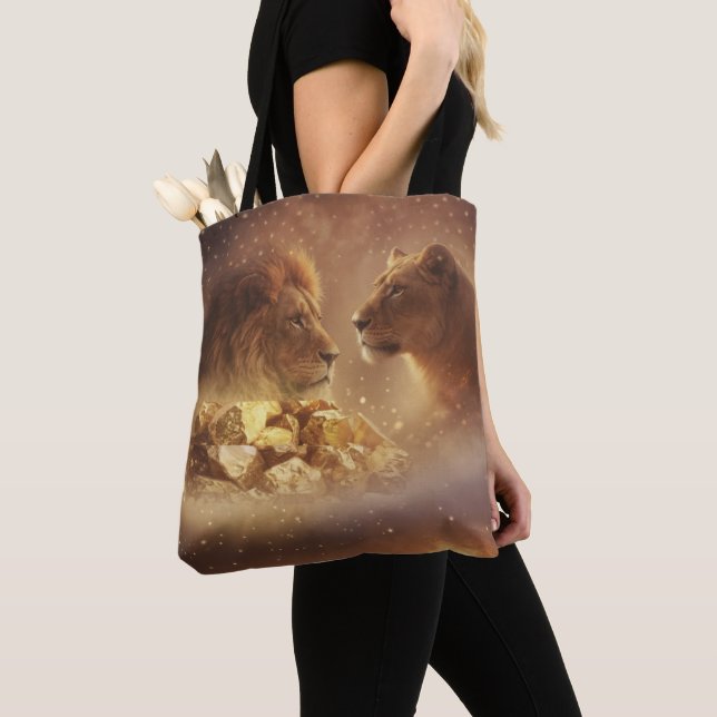 Lion & Lionne Gold Glow — Sac Cabas (De près)