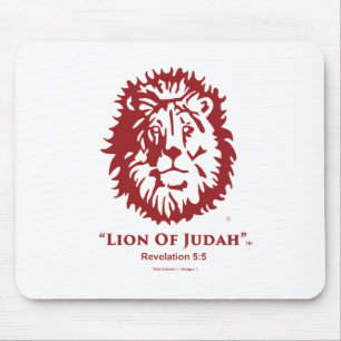 "Lion logo de rouge de cerise de tapis de souris