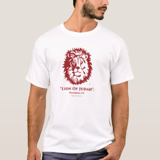 "Lion logo de rouge de cerise du T-shirt des