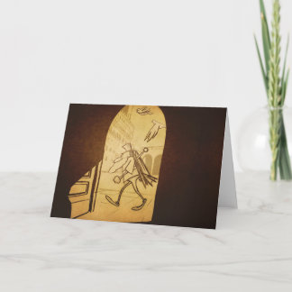 Lion marchant - carte de voeux (blanc)