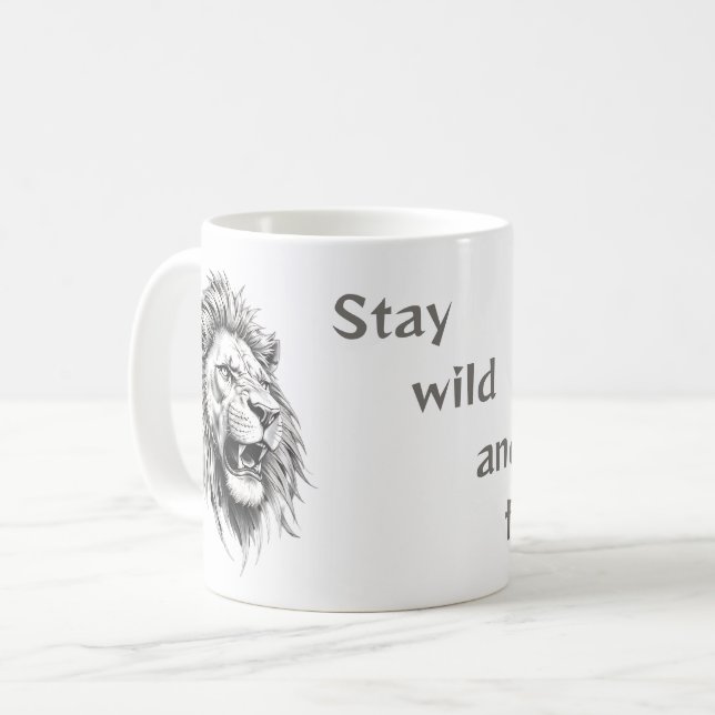 Lion Mug - Restez sauvage et libre (Devant gauche)
