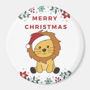 Lion Noël Neige Animaux d'hiver Lions Magnet