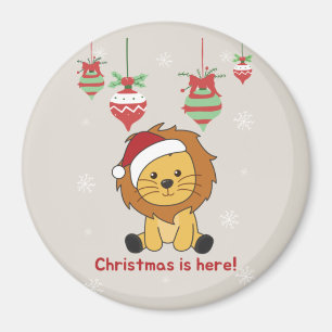 Lion Noël Neige Animaux d'hiver Lions Magnet
