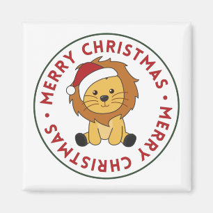Lion Noël Neige Animaux d'hiver Lions Magnet