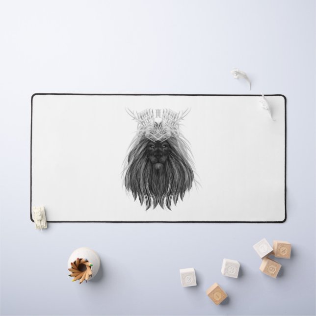 Lion noir avec couronne Antlers et monogramme (Tableau pour enfants)