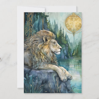 Lion of the Enchanted Realm Fantasy Art Flat Card