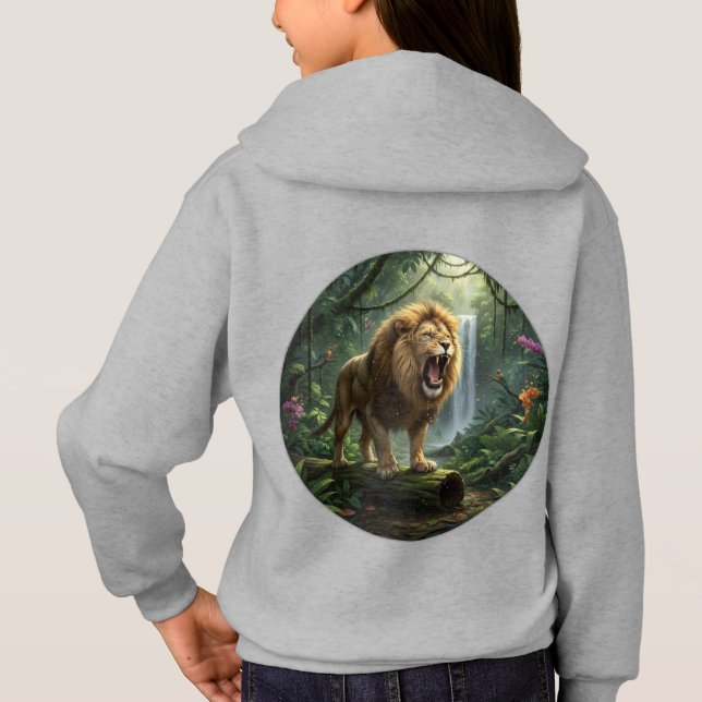 Lion Print Girls pullover hoodie  (Dos)