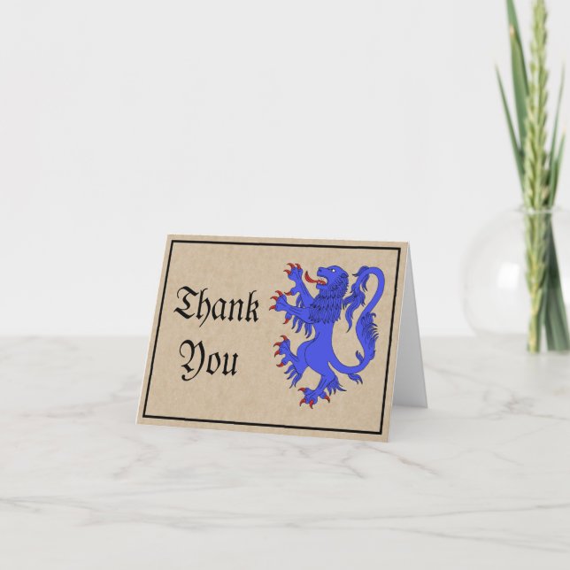 Lion Rampant Azure Carte de remerciements (Devant)