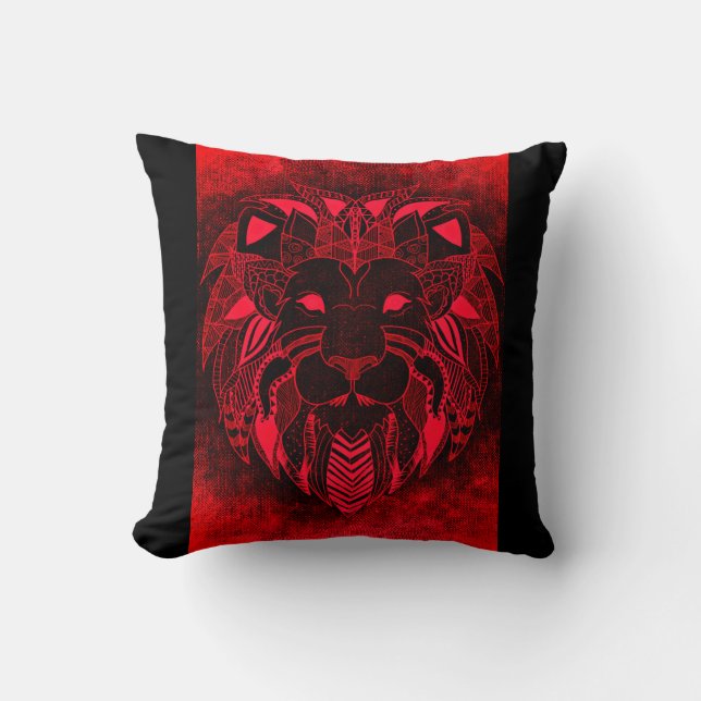 Lion rouge, coussin ornemental de lion (Recto)