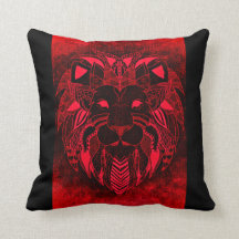 Lion rouge, coussin ornemental de lion