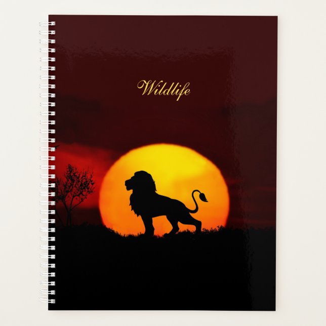 Lion sauvage, lever de soleil & calligraphie sur u (Devant)