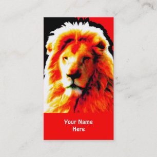 Lion Tête rouge carte de visite rouge