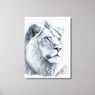 Lion - Toile de dessin au crayon