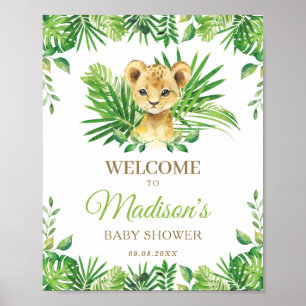 Lion Tropical Greenery Baby shower Affiche de bien