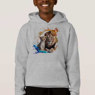 Lionceau Tache de Peinture Pullover à Capuche - Ga