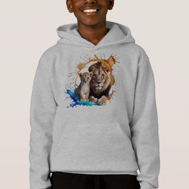 Lionceau Tache de Peinture Pullover à Capuche - Ga (Devant)