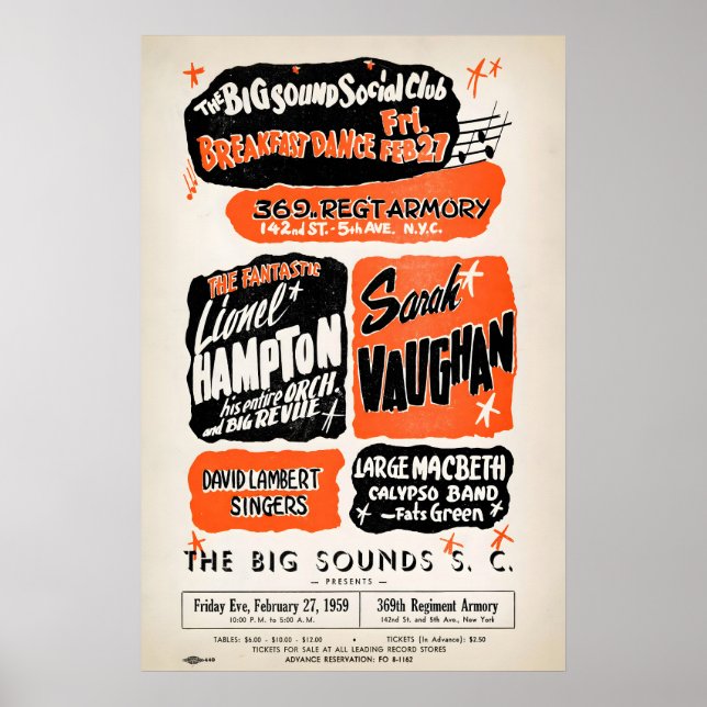 Lionel Hampton - Sarah Vaughan affiche jazz - Gran (Devant)