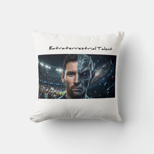 Lionel Messi Alien Chèvre - Coussin de lancer carr (Recto)