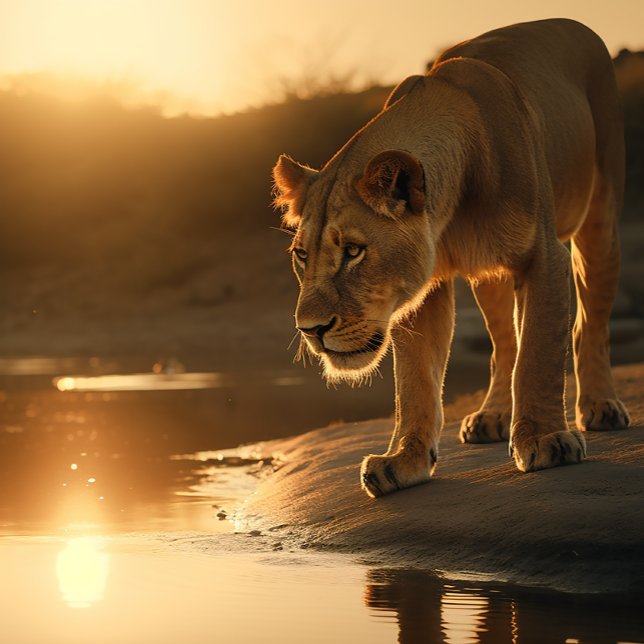 Lioness fait une pause à Sunset Jigsaw Puzzle (Créateur téléchargé)