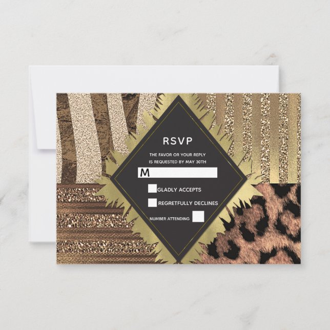 Lioness Safari Jungle Glam Mariage moderne RSVP (Devant)