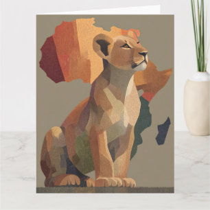 Lionesse géométrique en mosaïque avec carte de l'A