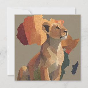 Lionesse géométrique en mosaïque avec carte de l'A