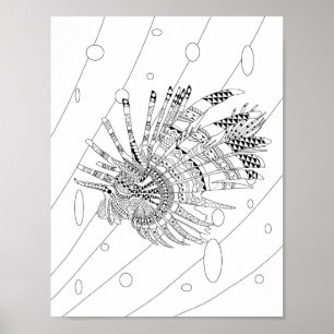 Lionfish Adult Coloring Poster