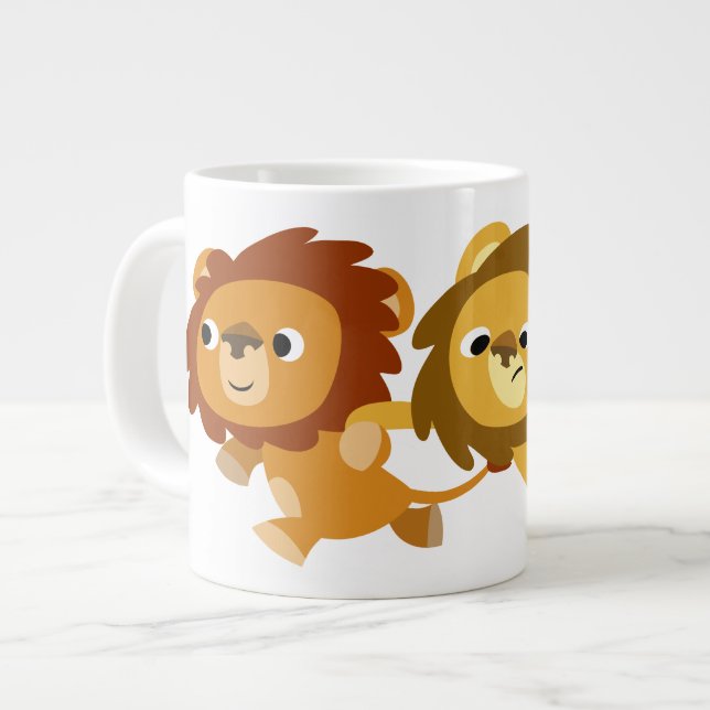 Lions caricaturaux mignons dans une Mug Jumbo hâti (Devant gauche)