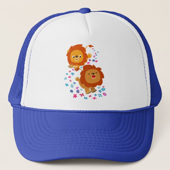 Lions De Cartoon Mignons Dans Le Casquette De Jard (Devant)