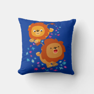 Lions De Cartoon Mignons Dans Le Coussin De Jardin