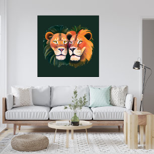 Lions en toile d'amour Imprimer
