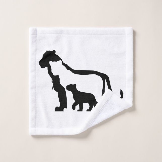Lions noirs et blancs (Gant de toilette)