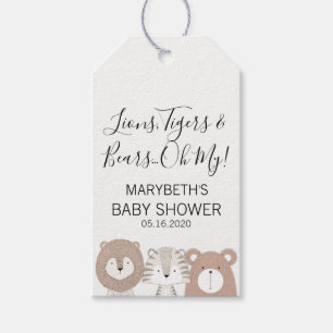 Lions Tigres et ours Baby shower animal étiquettes